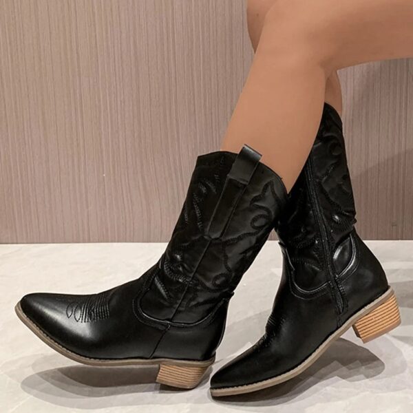 Bottes de cowboy femme noir de face