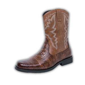 Bottes santiags Mi-Mollet Croco marron