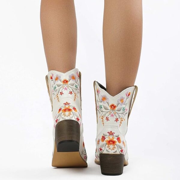 Bottines Santiag Femme Blanches à Fleurs de dos
