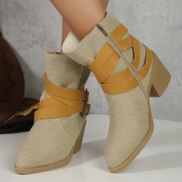 Bottines Santiag Kaki & Straps Cuir (2)