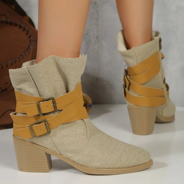 Bottines Santiag Kaki & Straps Cuir (3)