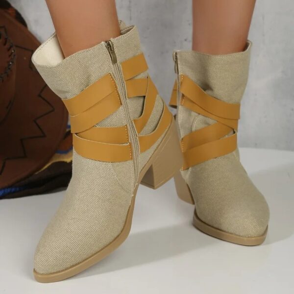 Bottines Santiag Kaki & Straps Cuir (5)