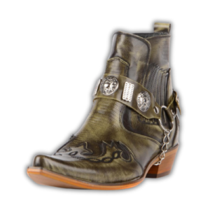 Bottines Santiags Olive à Bout Pointu