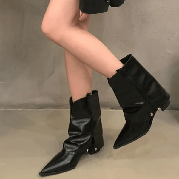 Bottines Santiags Plissées Western noir