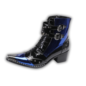 Santiags Basses Homme Éclat Noir et Bleu