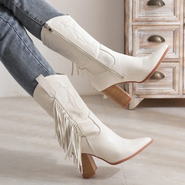 Santiags Femme Blanche - Esprit Western Chic (1)
