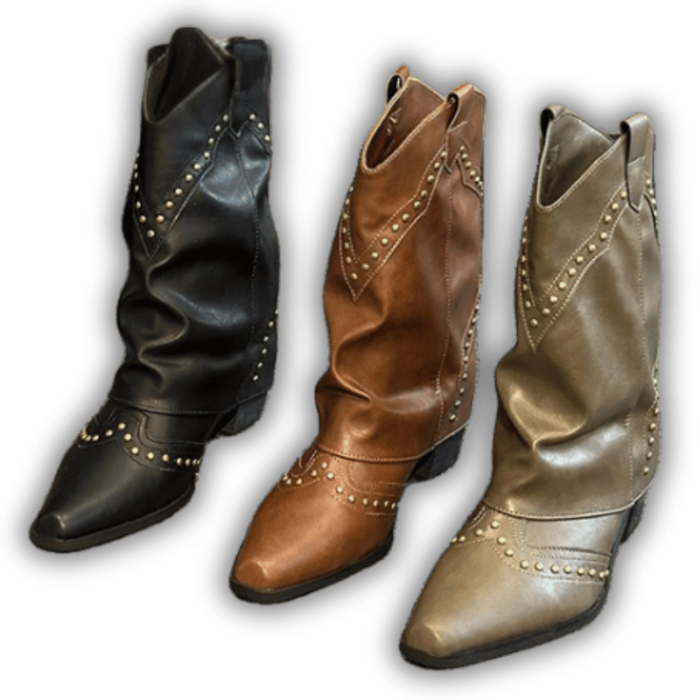 Bottes Western Santiags Sierra De Lobos Vintage USA Taille 43 Noir Cuir - Occasion