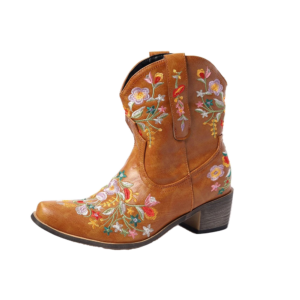 bottine santiag femme beige a fleurs