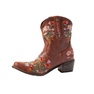 bottine santiag femme marron a fleurs