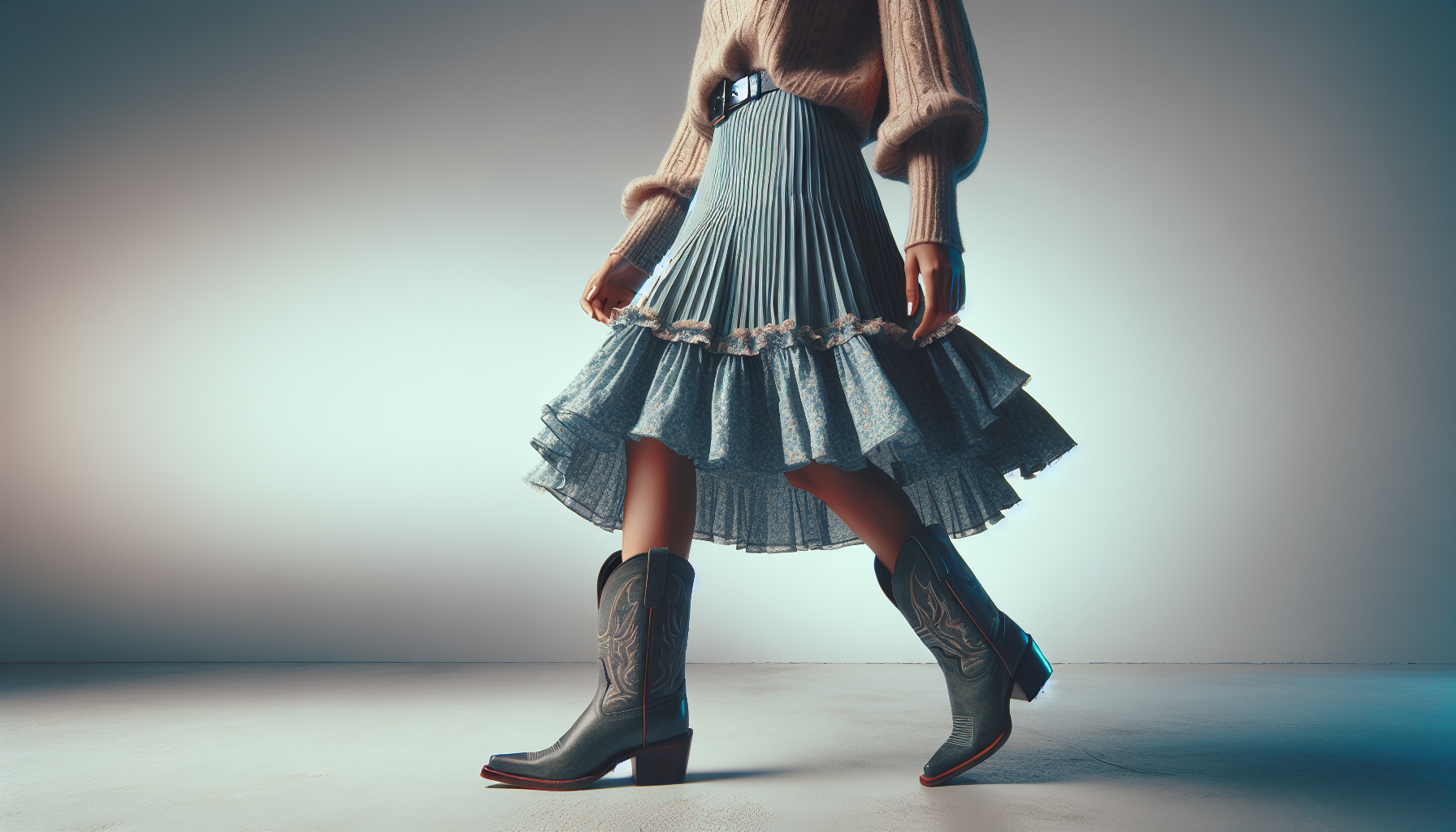 Assortir des Bottes Santiag avec une Jupe