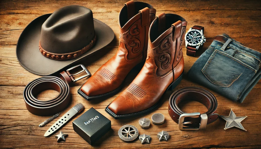 accessoires masculins assortis à des santiags