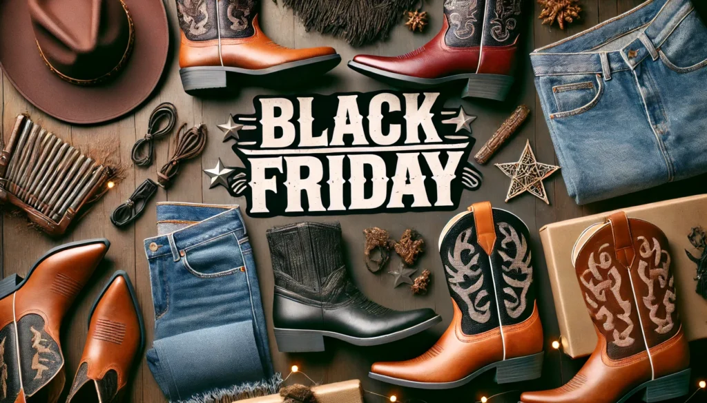 bottes cowboy avec texte Black Friday
