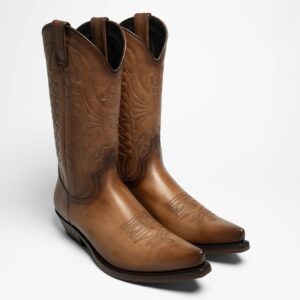 Bottes Santiags (cowboy) Sendra Pour Homme - Pointure 39 EU (8 US) - Cuir Marron - Occasion Peu Servies